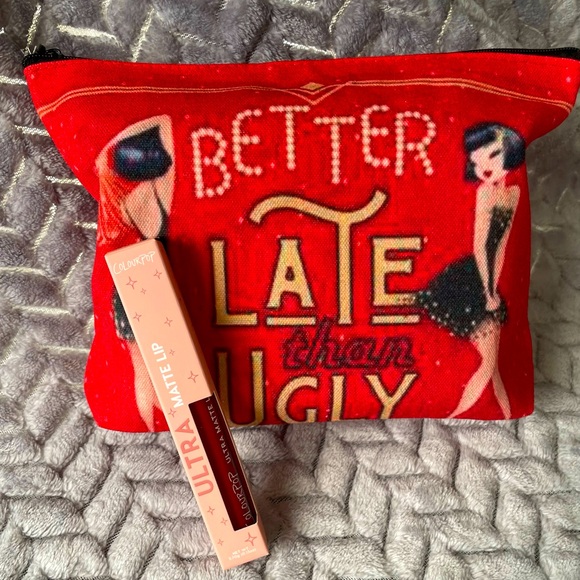 Red Retro Makeup Bag with Colourpop Lipstick - Picture 1 of 7